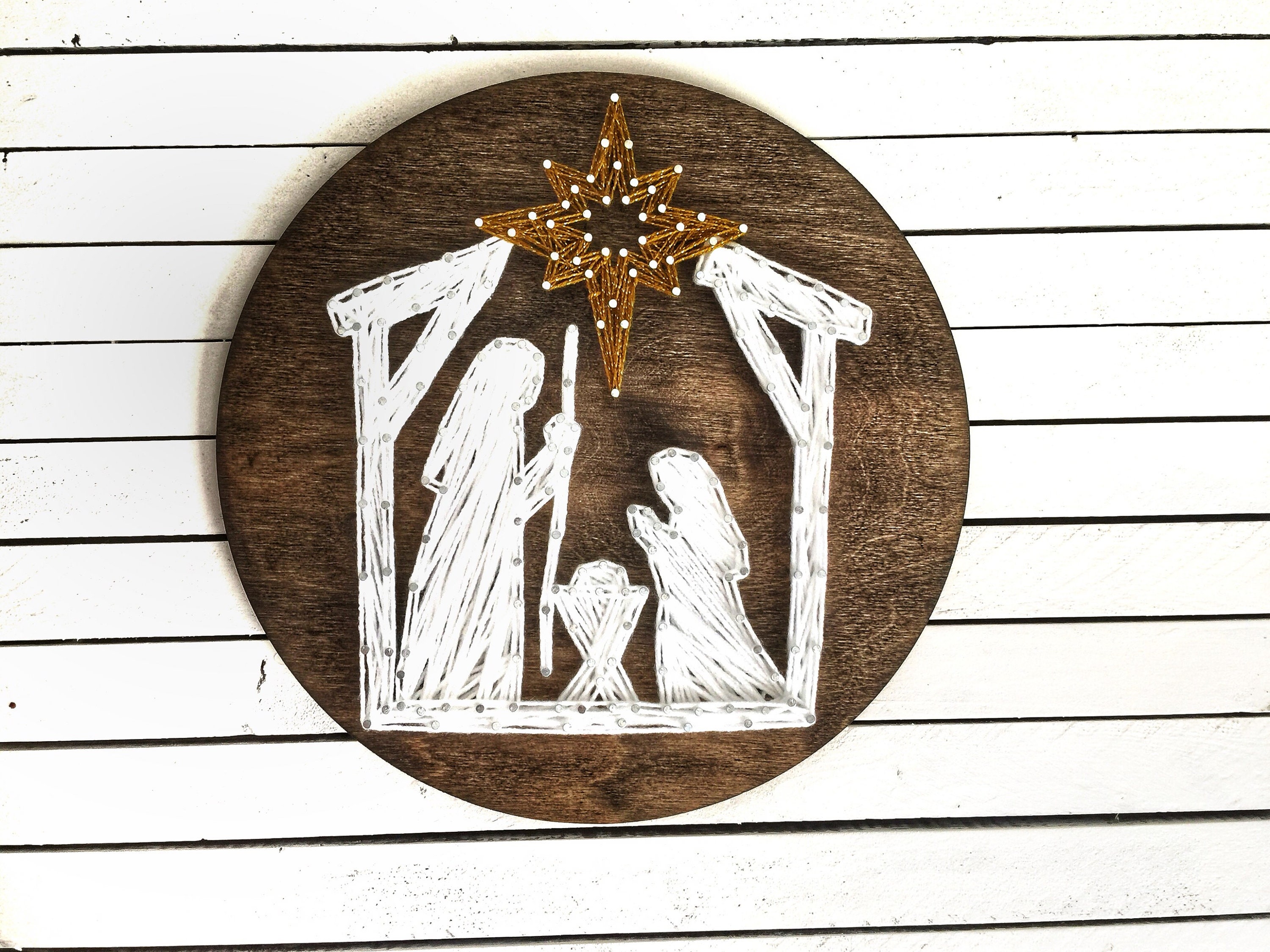 Farmhouse String Art Nativity Scene Christmas Nativity Wood Etsy