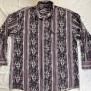 chemise à boutons aztèque du sud-ouest américain vintage par Western Signatures par Eds West