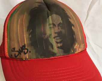 BOB MARLEY BASEBALL CAP BLACK DISTRESSED BIO DOMES ADULT ONE SIZE NEW WITH TAGS 