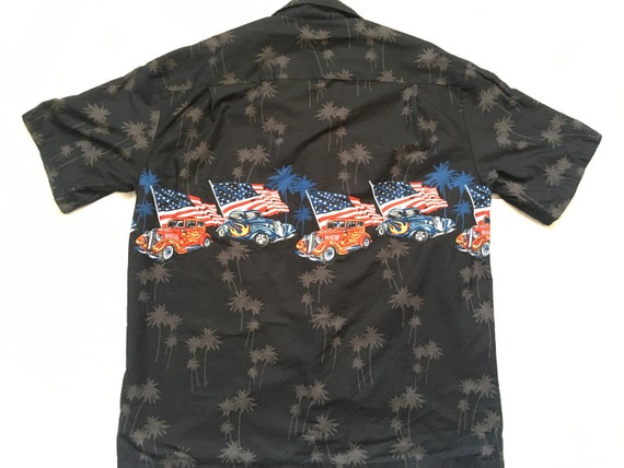 Hot Rod Hawaiian shirt-2XL-American Flag-made in … - image 4