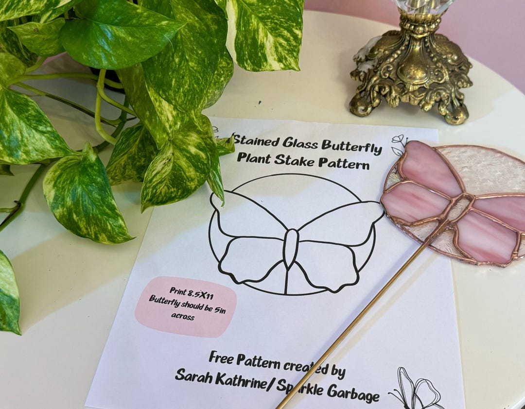 Staked Pattern Digital Download Stained Glass Butterfly Plant Stake Pattern With Video ...