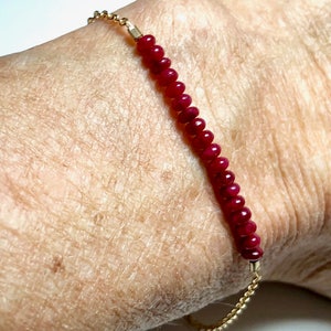 Ruby bracelet, July birthstone bracelet, delicate ruby bracelet