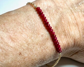 Ruby bracelet, July birthstone bracelet, delicate ruby bracelet