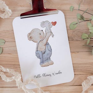 Clipart / Digistamp Emil avec souris dessiné à la main dans un style aquarelle