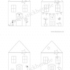 Embroidery file: 4 country houses 18x30 doodle set image 3