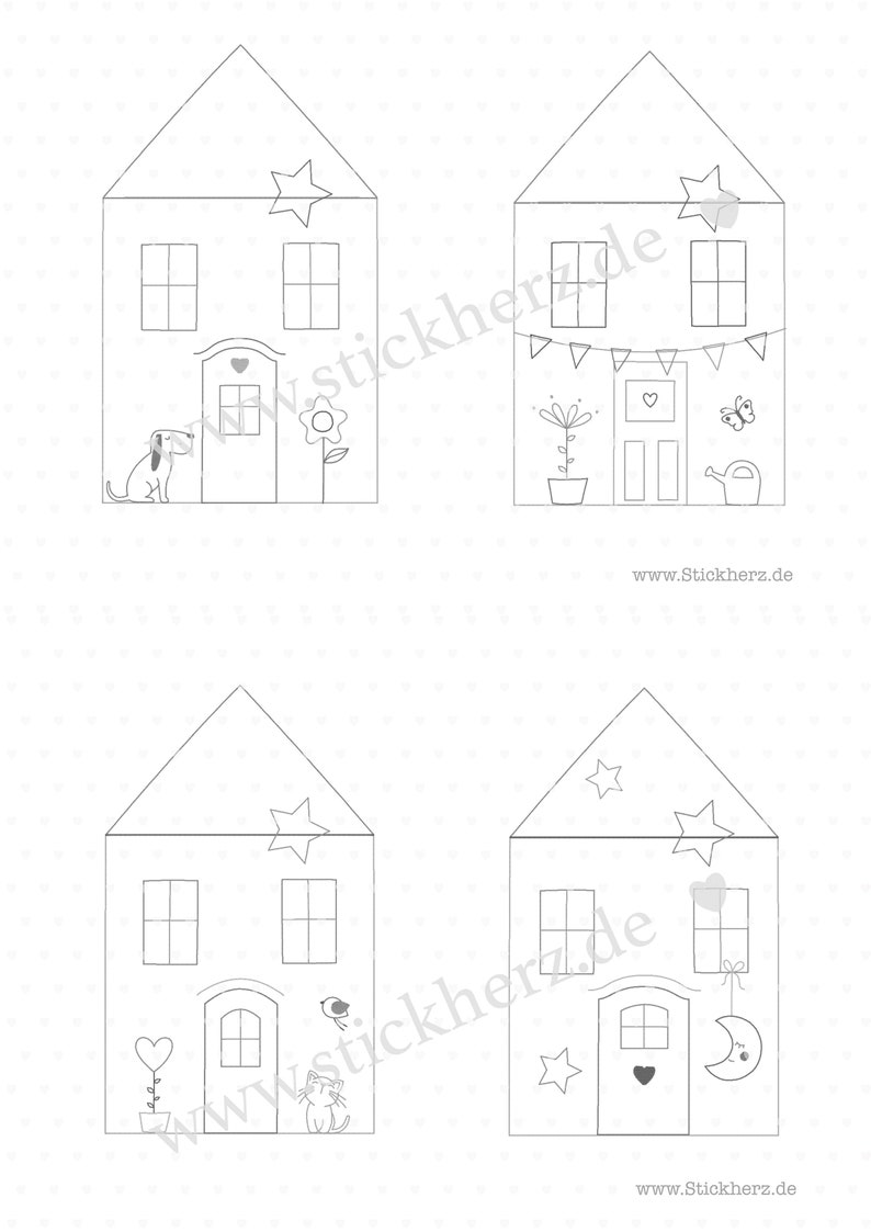 Embroidery file: 4 country houses 18x30 doodle set image 3