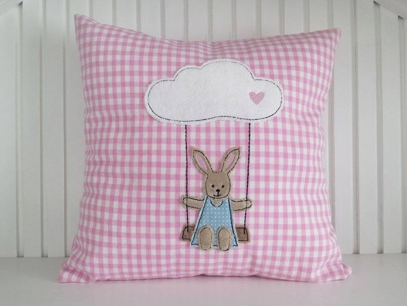 Embroidery file rabbit on cloud swing 13x18 Doodle image 1