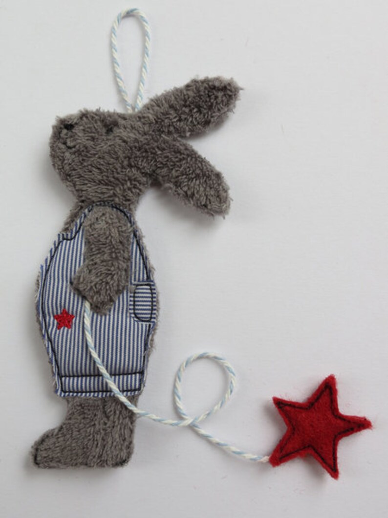 Fichier de broderie ITH pendentif lapin 10x10 Doodle image 2