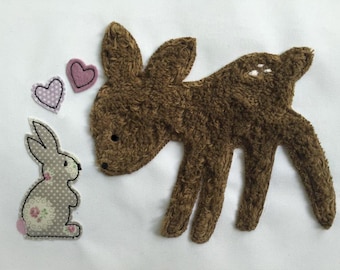 Embroidery file small deer & rabbit 10x10 Doodle fawn