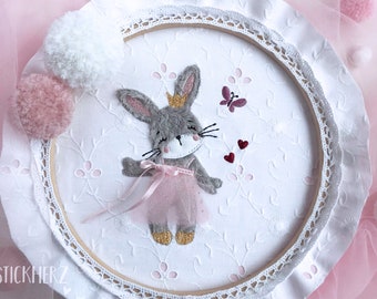 Fichier de broderie petit lapin princesse 10x10 lapin