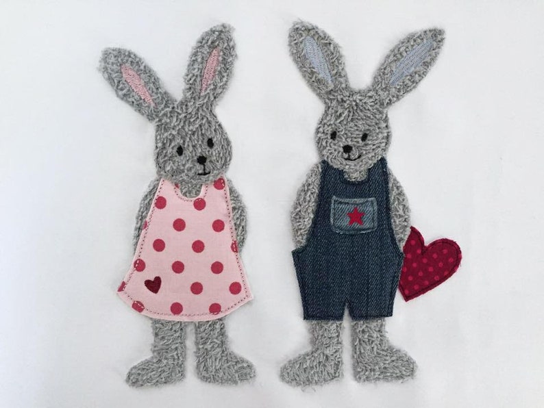 Stickdatei Hase Mädchen & Junge je 10x10 Doodle Bild 1