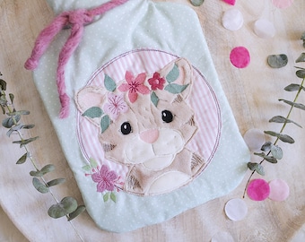 Embroidery file Little Boho Tiger in Flower Wreath 13x18 Doodle