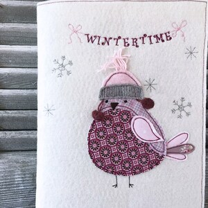 Embroidery file winter sparrow 16x26 Doodle image 1