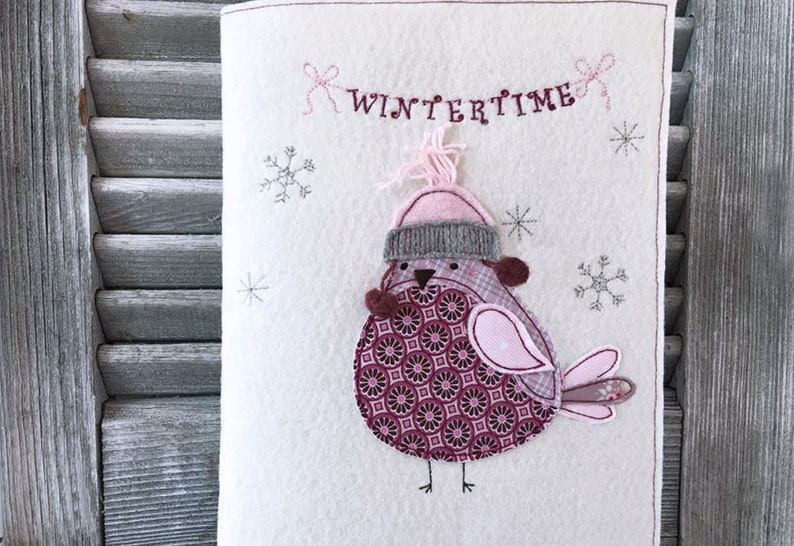 Embroidery file winter sparrow 16x26 Doodle image 1