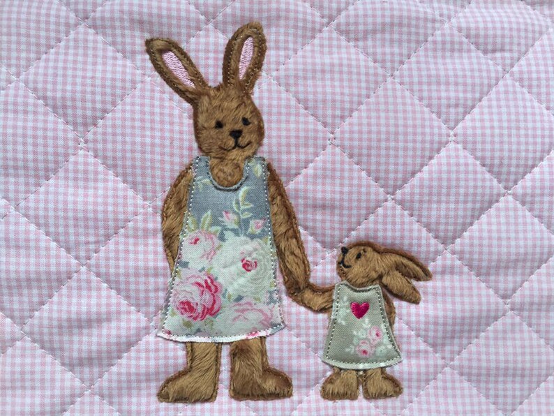 Embroidery file Mama rabbit with child 18x30 Doodle image 2