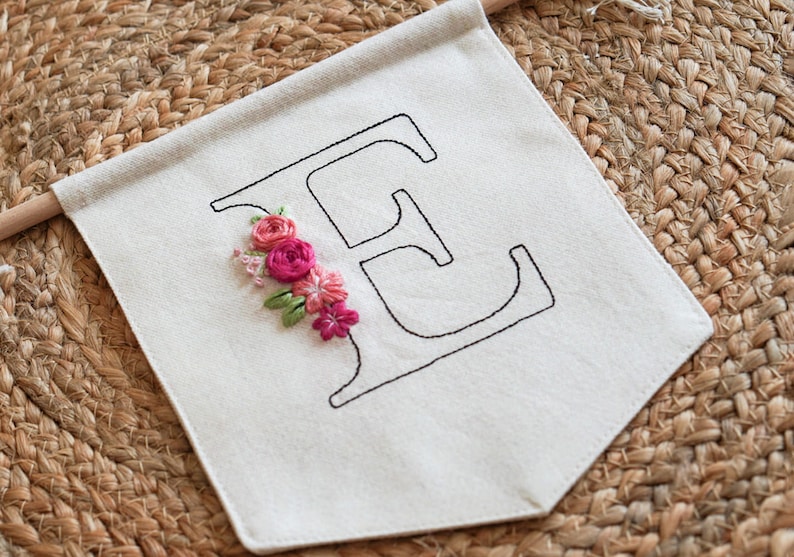 Large hand embroidery set: letters and numbers with flower tendrils image 3