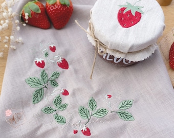 Großes Erdbeeren Stickdateien-Set: 5cm, 10x10, 13x18, 16x26 und 18x30