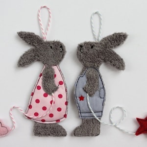 Fichier de broderie ITH pendentif lapin 10x10 Doodle image 1