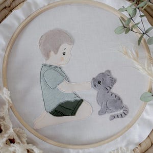 Embroidery file cat Mimi with child 10x10