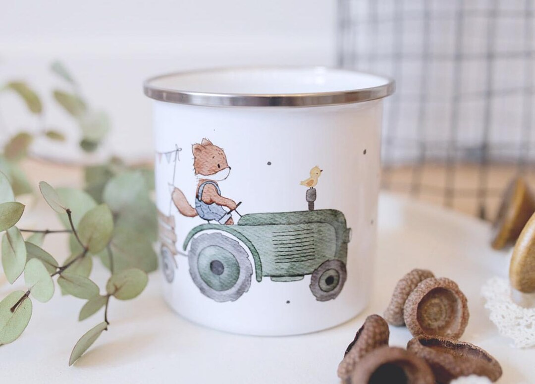 Clipart / Digistamp Fox With Tractor Hand-drawn in Watercolor Style - Etsy