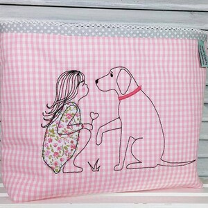 Stickdatei Hundeliebe Mädchen & Hund 13x18 Doodle Bild 3