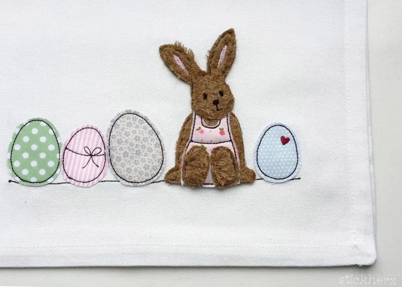 Embroidery file rabbit with Easter eggs 16x26 Doodle rabbit image 1