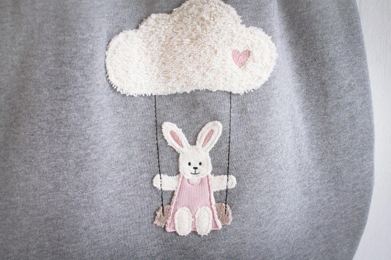 Embroidery file rabbit on cloud swing 13x18 Doodle image 3