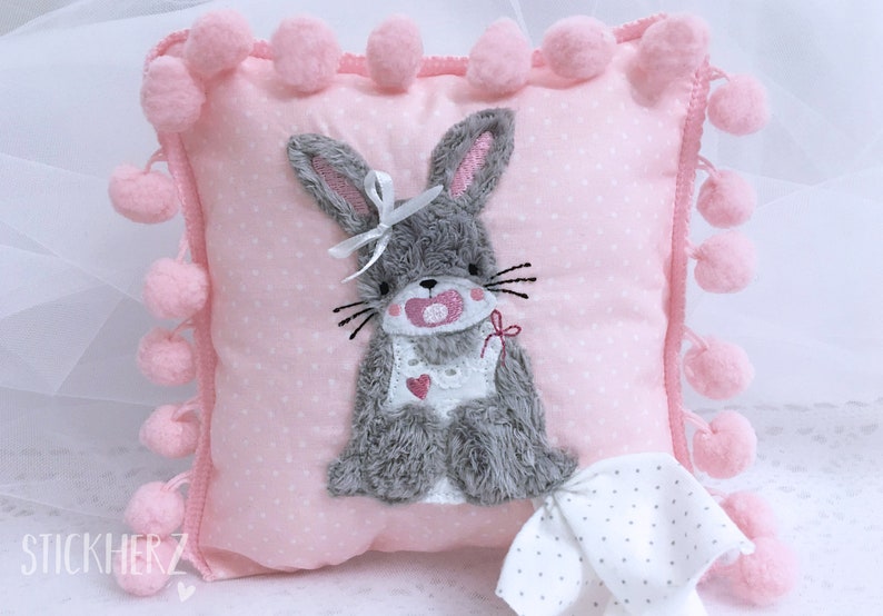 Embroidery file baby rabbit with pacifier girl 13x18 image 1