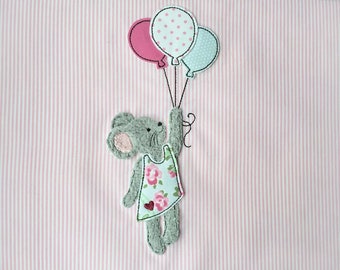Archivo de bordado ratón con globos doodle para 13x18