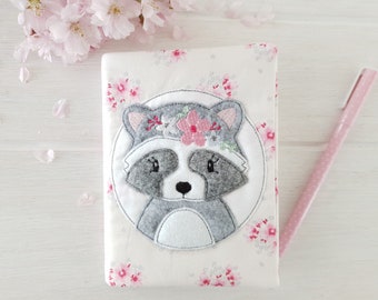 Embroidery file Boho raccoon with flowers in doodle circle 13x18