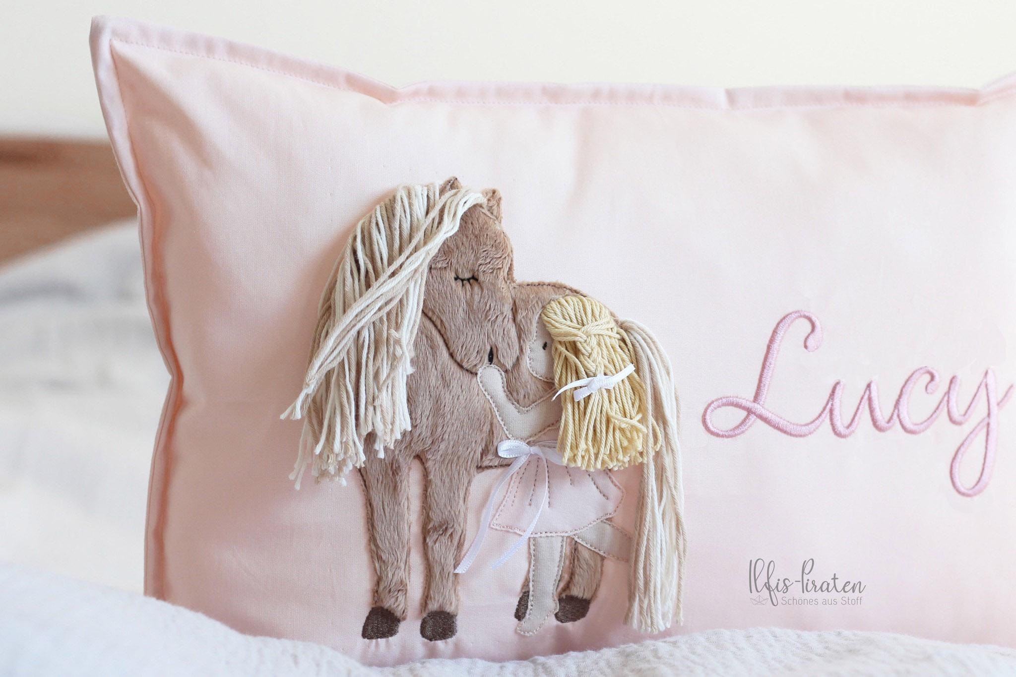 Embroidery file girl with pony 16x26