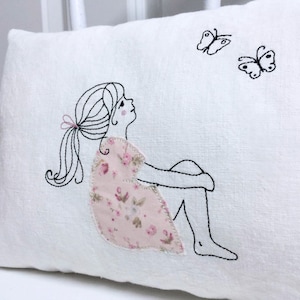 Embroidery file Girl with butterfly 18x30 Redwork