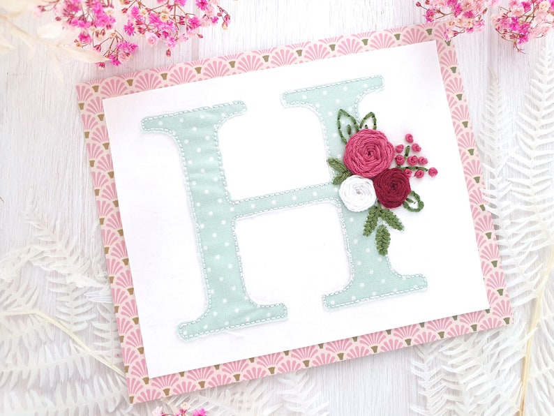 Large hand embroidery set: letters and numbers with flower tendrils image 6