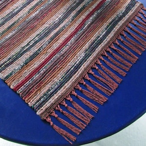 Handwoven Rug, WOOL, Cloth Strip Rug, Rag Cloth Traditional Weaving Technique, Size: 20 1/4&quot; W x 43&quot; L