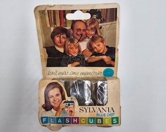 Cubos de flash Sylvania Blue Dot con 12 flashes, accesorio para cámara fotográfica vintage