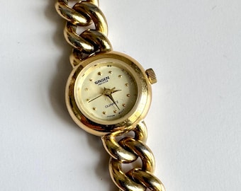 Gruen Precision Quartz dameshorloge verguld polshorloge met schakelketting