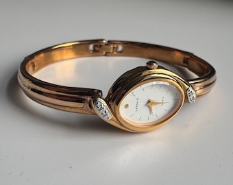 Vintage Lassale Gold-Plated Diamond Bangle Watch | Seiko Quartz