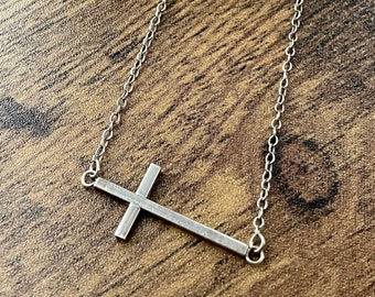 Vintage Sterling Silver Cross Necklace | 925 Sterling | Sterling Silver Chain | Sustainable Jewelry | Cross Jewelry