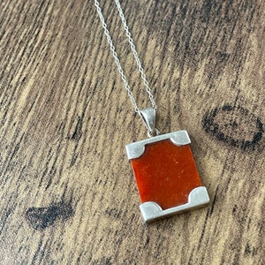 Vintage Sterling Silver Necklace with Carnelian Agate Pendant | 925 Sterling | Sterling Silver Chain | Carnelian Agate Pendant