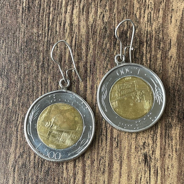 Vintage Italian 500 Lira Coin Earrings  | Silver Coin Earrings | Sustainable Jewelry |  500 Lira Coin Earrings | Lira Jewelry