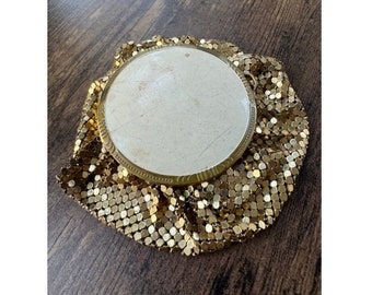 Vintage 1930s Evans Gold Mesh Compact Purse: Art Deco Designer Accessory | Elegant Collectible Gift