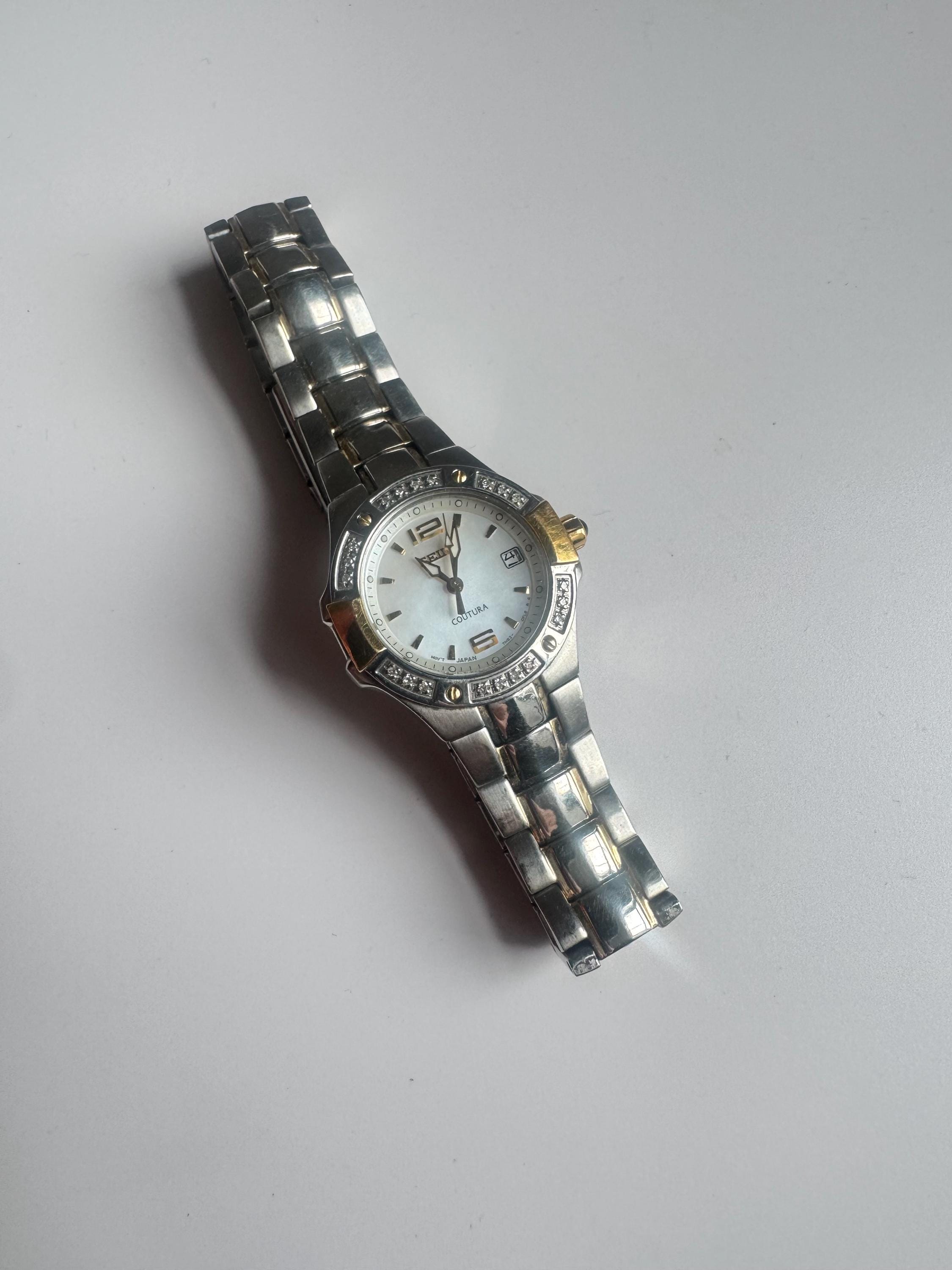 Seiko Coutura Vintage Ladies Watch Black Dial Date Window Stainless Bracelet Seiko ladies coutura stainless steel diamond watch NEW BATTERY main image 3