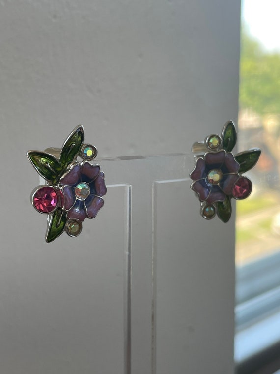 Colorful Flower Clip On Earrings | Clip On Earrin… - image 9