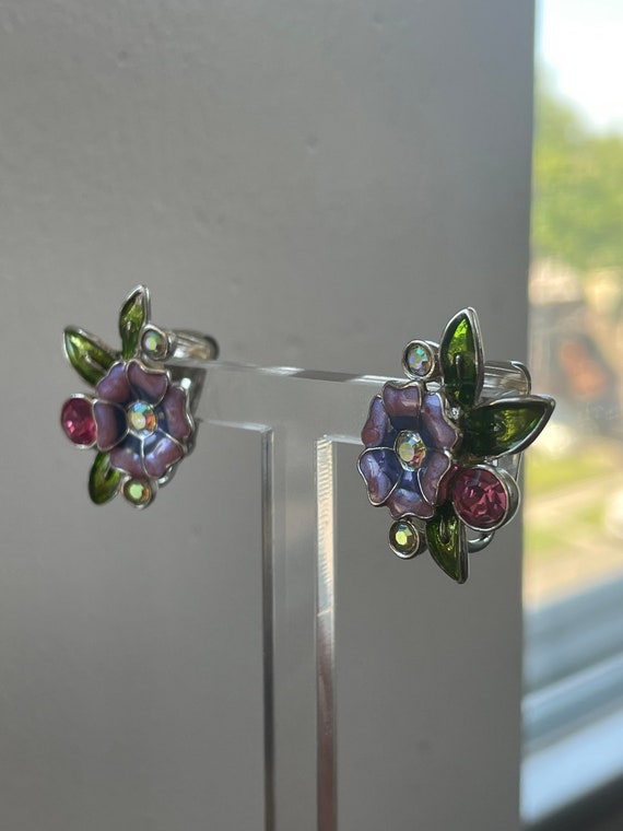 Colorful Flower Clip On Earrings | Clip On Earrin… - image 8