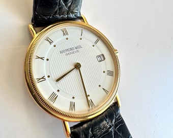 Vintage Raymond Weil Geneve 18k Gold Electroplated WR 10M 5514-1