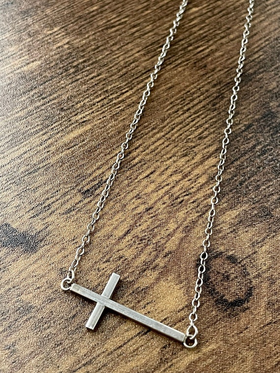 Vintage Sterling Silver Cross Necklace | 925 Ster… - image 1