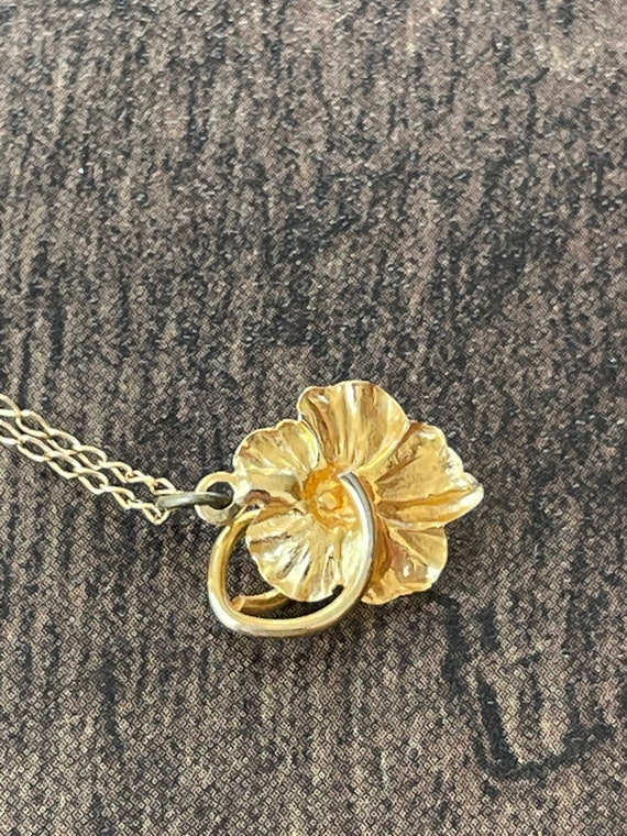 Vintage 12K Gold Filled Necklace with Flower Pend… - image 10