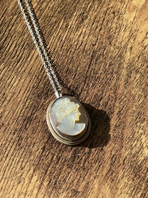 Sterling silver cameo necklace sale