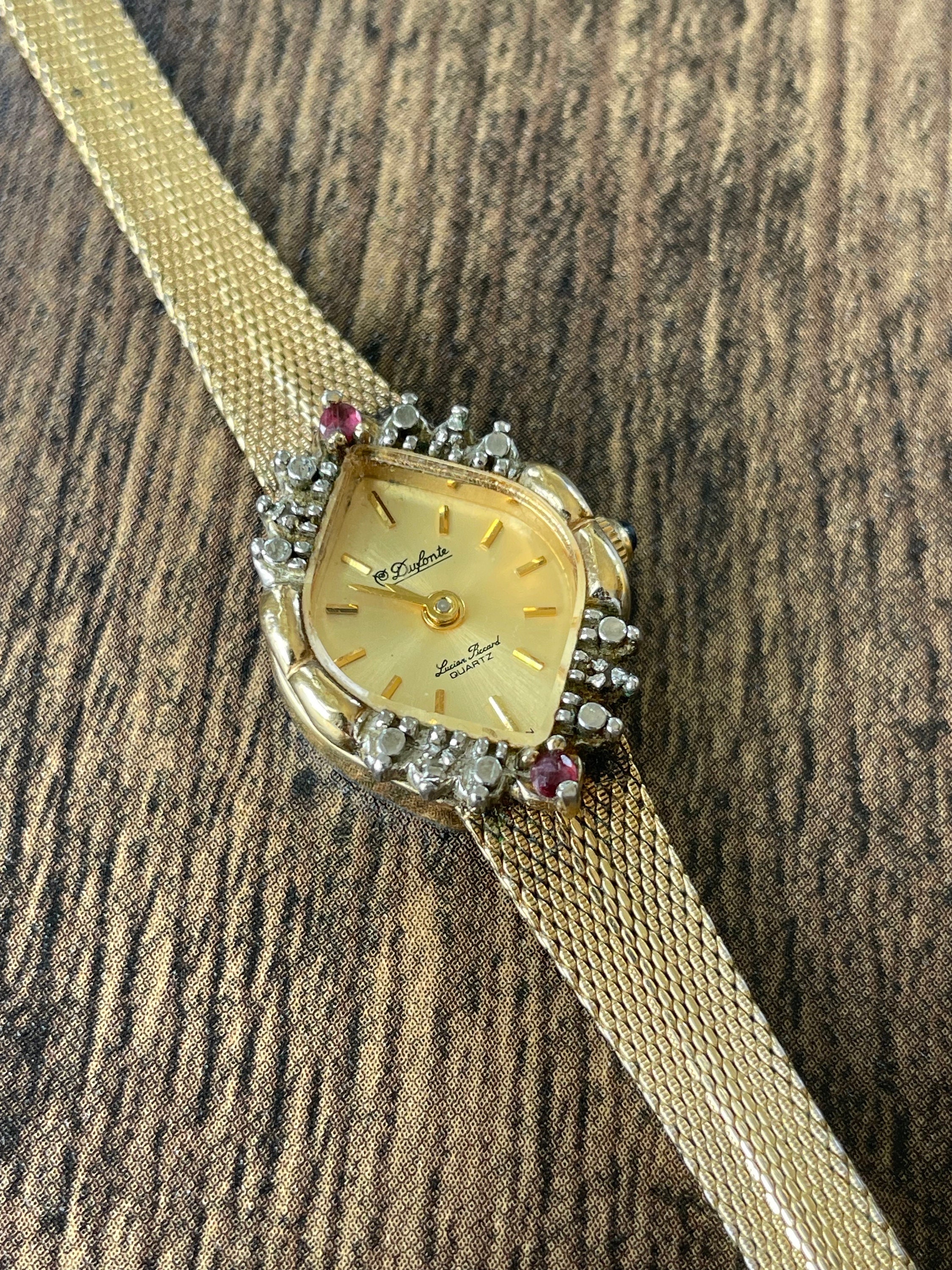 Vintage Dufonte by Lucien Picard Watch With Genuine Ruby Bezel and Glass Crown Lucien Picard Ruby Bezel Dufonte Ladies Watch Etsy Canada