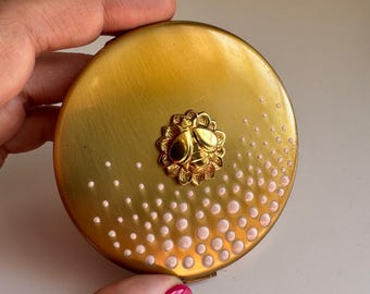 Vintage Yardley London Powder Compact: Bee Motif Vanity Accessory